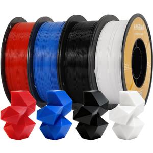 Kingroon High Speed PETG Printer Filament 1.75mm, Rapid Printer Filament 30-600mm/s Hyper Printing Filament, Dimensional Accuracy +/- 0.03 mm, 4 kg Plastic Spool (8.8lbsBlack&White&Red&Blue