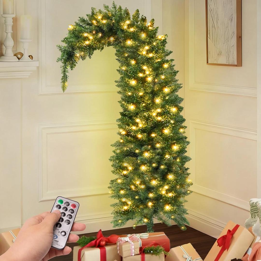 Christmas Decorations - Whimsical Christmas Tree - 6ft Pre-Lit Artificial Tree with Timer Remote Control 150 LED Lights - Xmas Holiday Decor for Indoor Home Living Room Office (Dark Green)