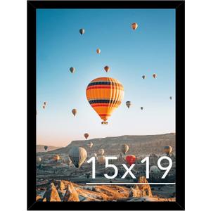 JCJMY 15x19 Picture Frame Black for Poster Photo Picture, Horizontal and Vertical Formats, Wall Hanging, 15 x 19 Wall Gallery Poster Photo Frame