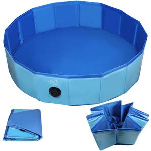 Chicken Dust Bath Tub, Foldable 33" Chicken Bath Dust PVC Pet Sand Bath Pool for Chickens, Ducks, Cats, Dogs, Quails for Farms, Chicken Coops Lime (Blue)