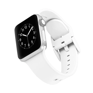 WITHit White Action Keeperless Silicone Band with White Stainless-Steel Buckle Closure for 38/40/41mm Apple Watch