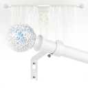 White Curtain Rods for Windows 48 to 84 Inch(4-7Ft),1 Inch Adjustable Heavy Duty Decorative Mosaic Colourful Ball Curtain Rod,Telescoping Window Curtain Rod for Bedroom,Drapery Rods 36-88"