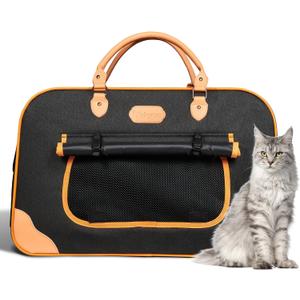 Large Cat Carrier Soft Sided Pet Carrier for 2 Cats, 2-in-1 Foldable Cat Bag Carrier with Removable Divider for Large Cats Small Dogs up to 50 LBS, Ventilated Two Cat Carrier for Travel, 24"x14"x15.5"