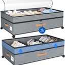 Storage Box,Under Bed Storage with Wheels 72L XXL Under the Bed Storage Containers Large, 10 Tall Adjustable Storage for Underbed with Lids, Rolling for Shoes, Clothes, Blankets, Grey
