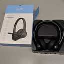 TECKNET Wireless Headset, Bluetooth Headset with Noise Cancelling Microphone - Rechargeable Bluetooth V5.2 Headphones, 50H Playtime & Mic Mute, On Ear Headphones for Trucker/Remote Work/Call Center (Deep Black)