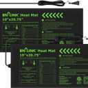BN-LINK Durable Seedling Heat Mat for Seed Starting 10" x 20.75", 2 Pack Waterproof Warming Mats Plant Heating Pad for Seed Germination, Indoor Growing, Hydroponic, Greenhouse, ETL Listed