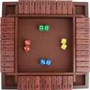 MerryPony Shut The Box 4 Player Wooden Board Game - 12 Inch With 10 Numbers and 12 Dice, Classic Family Tabletop Math Game for Adults & Kids, Pub Classroom Party