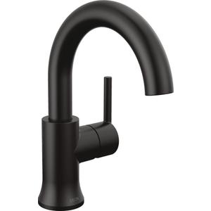 Delta Faucet Trinsic Matte Black Bathroom Faucet, Single Hole Bathroom Faucet, Single Handle Bathroom Faucet, Diamond Seal Technology, Drain Assembly, Matte Black 559HA-BL-DST
