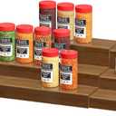 Bamboo Spice Rack Cabinet Organizer - 3 Tier Wooden Expandable Walnut Display Shelf