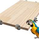 21.7 × 13.8 Inches Large Bird Perch Stand Platform, Natural Wooden Small Animals Cage Accessories, Rectangle Stand Perch Shelf for Parrot Parakeet Cockatiel Rat Hamster Guinea Pig Conure Chinchillas