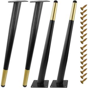 16 Inch Furniture Legs Black and Gold Heavy Duty Metal Replacement Legs for Chairs Sofas Cabinets