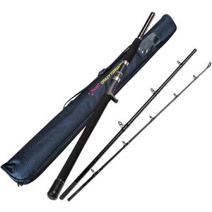 Portable Saltwater Offshore Heavy 3-Piece Travel Graphite Baitcasting Fishing Poles Casting Boat Jigging Trolling Conventional Rods with Rod Case Bag (3-Piece 6' Heavy)