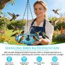 Hanging Bird Bath Fountain, Cascading Outdoor Water Fountain with USB, Hanging Bird Bath with Flowing Water, for Gardens, Lawns, Patios, Eaves, Courtyards