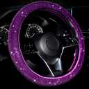 Frienda Bling Car Steering Wheel Cover Women Crystal Diamond Steering Wheel Cover Soft Velvet Rhinestones Protector Anti Slip Lining for Diverse Vehicle Car SUV Auto and More 15 Inch(Purple)