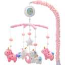 Unicorn Baby Crib Mobile for Girls with Music Box (100+ Lullabies), Rotating Plush Crib Toys for Newborns, Infant, Baby Shower Gift