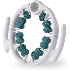 Cellulite Massage Tool Lymphatic Drainage Massager for Thighs & Legs & Buttocks, Anti Cellulite Roller with Detachable Handles Fascia Massage Tool for Contoured & Smoother Skin, White-Green