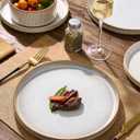 Stoneware Plates and Bowls Dishes Sets for 6 (18-Piece), Famiware Premium Handcrafted Reactive Glaze Dinnerware Set with Raised Rim, Scratch Resistant, Microwave Dishwasher Safe, Cappuccino White