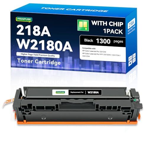 PRINPUSE 218A Toner Cartridge with Chip, W2180A Black 218A 218X Black Toner Cartridge Used with Pro 3201DW MFP 3301cdw 3301sdw Printer