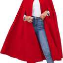 Gihuo Cape Poncho Women's Hooded Maxi Cloak Coat Winter Warm Long Cloak Cosplay Costumes Outerwear (Red)