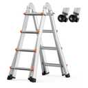 VEVOR Telescoping Ladder A Frame, 15 FT Compact Aluminum Extension Ladder, Multi-Function Portable Collapsible RV Ladder, Telescopic Ladder for Homework Stairs Indoor Outdoor Roof, 400lb Load