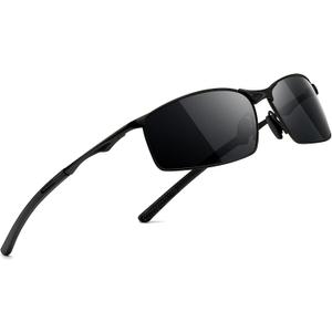 Men's Polarized SunglassesUltra Light Rectangular Metal Frame with Spring Hinge for Driving & Golf