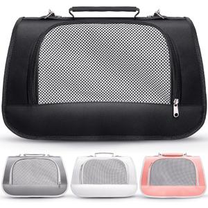 Small Pet Carrier for Cats, Rabbits, Guinea Pigs  Airline Approved Soft-Sided Travel Bag, Lightweight Dog Carrier, Ventilated & Foldable (Up to 10 lbs, Black)
