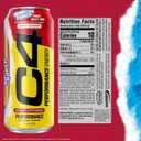C4 Energy Drink, Hawaiian Punch Fruit Juicy Red, Carbonated Sugar Free Pre Workout Performance Drink with no Artificial Colors or Dyes, 16oz Pack of 12