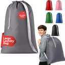 Handy Laundry Bag Shoulder Strap Extra Large - Drawstring Locking Closure, Durable Material, Heavy Duty Stitching, Hands Free Carrying - Perfect College Dorm (Grey, 30" x 40") (1-Pack)