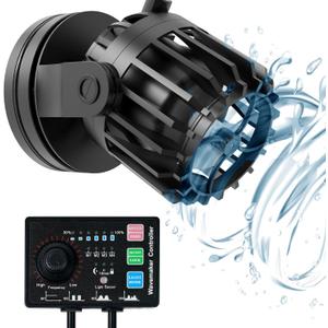 Aquarium Wave Maker with Controller, 1000GPH DC Circulation Pump for Magnetic Suction Base, Adjustable Power Heads for 30-60 Gal Freshwater and Saltwater Tanks (10W)