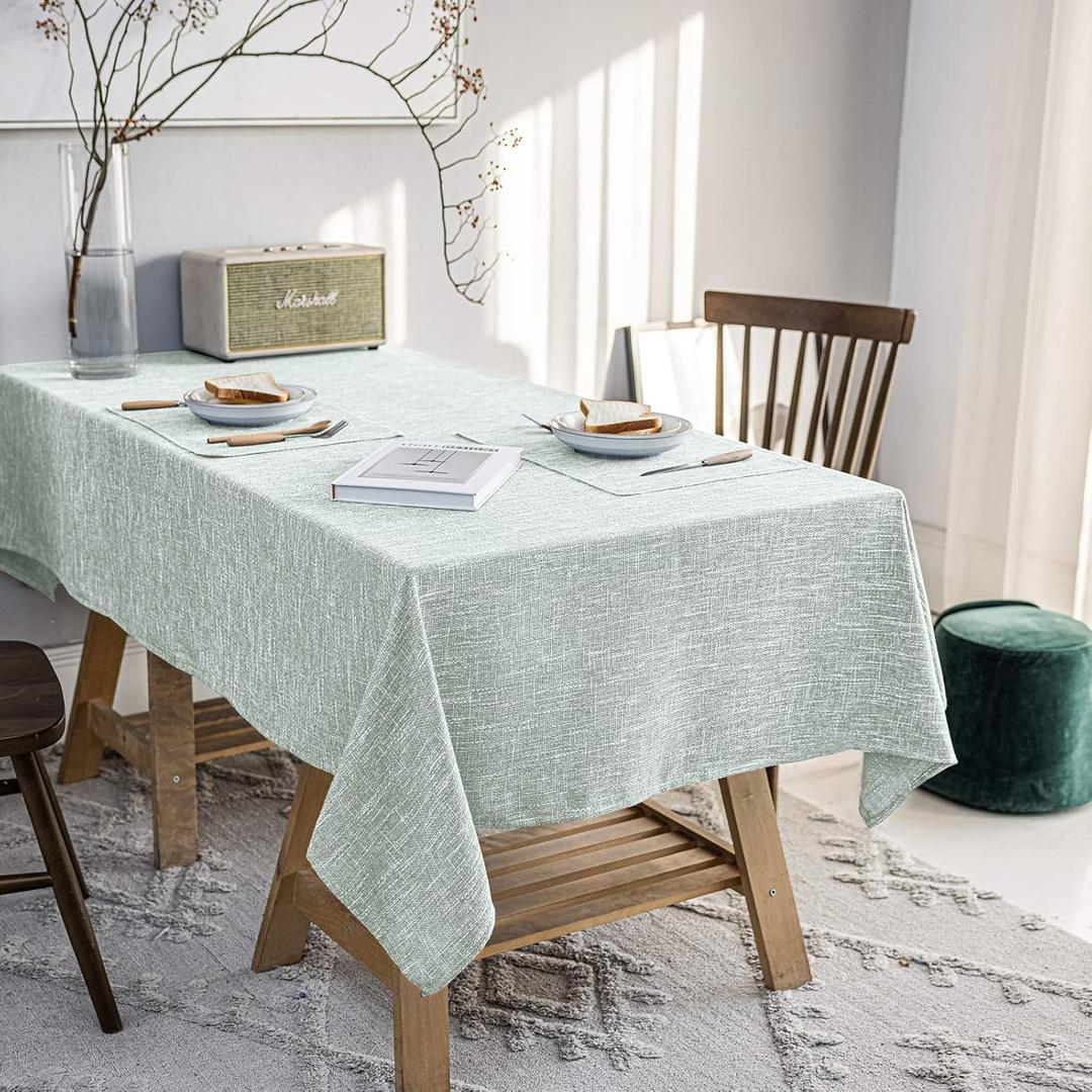 Waterproof Cotton Linen Tablecloths Rectangle Dining Table Cloth, Wipe Clean Indoor & Outdoor Table Cover for Buffet Party and Banquets, Wrinkle Resistant54"x70" Greyish Green