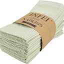Narrow Striped Cotton Linen Blended Dinner Cloth Napkins - Set of 12 (40 x 30 cm) - for Events & Home Use (Green)