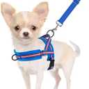 SlowTon No Pull Small Dog Harness and Leash Set, Puppy Soft Vest Harness Neck & Chest Adjustable, Reflective Lightweight Harness & Anti-Twist Pet Lead Combo for Small Medium Dogs (B-Dark Blue - With Front Clip, S)