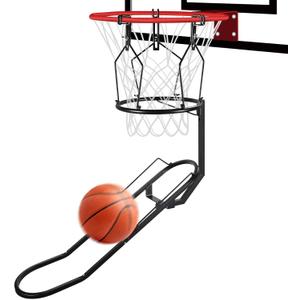 GADFISH Basketball Rebounder, 180 Rotatable Basketball Return Attachment with 3 Stable Large Hooks, Heavy Duty Basket Ball Accessories Ball Return Training Aid for 18" Rim Basketball Hoop, Black