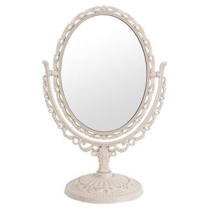 XPXKJ Vintage Vanity Mirror Shabby Chic Decor | 360 Rotating Double-Sided Table Makeup Mirror with Stand Bedroom Decoration Perfect for Tabletop, Desk, or Makeup Station (Beige)