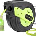 Flexzilla Retractable Extension Cord Reel, 12/3 AWG SJTOW Cord, 60', Grounded Triple Tap Outlet, ZillaGreen, FZ8120603 (8 x 15.75 x 13.25 inches)