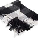 DII Buffalo Check Collection Rustic Farmhouse Throw Blanket with Tassles, 50x60, Black/White