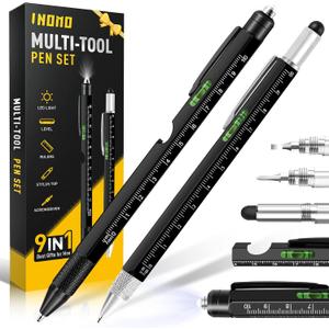 Stocking Stuffers for Men Adults, Gifts for Men 9 in 1 Multitool Pen, Mens Christmas Gifts for Dad, Boyfriend, Grandpa, Husband, Birthday Gifts for Men Who Have Everything, Birthday Gifts for Men (Black)