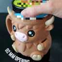 2 x Ice Cream Pint Holder, Highland Cow Ice Cream Holder, with 1 spoon, Gift for cream Lovers