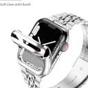 Wolait Compatible with Apple Watch Bands for Men 49mm 46mm 45mm 44mm 42mm 41mm 40mm 38mm,Stainless Steel Metal iWatch Bands with Screen Protector Case for Apple Watch Series11-1SE3/2/1,Ultra 3 2 1, (Silver)