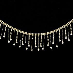 1 Yard Rhinestone Fringe Trim, Gold Rhinestone Tassel Trim, Irregular Diamond Crystal Beaded Fringe for Sewing Clothing Craft Jewelry Personalized DIY Decoration