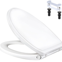 Universal Toilet Seat Elongated Soft-Close Cover, Oval Toilet Seat, White