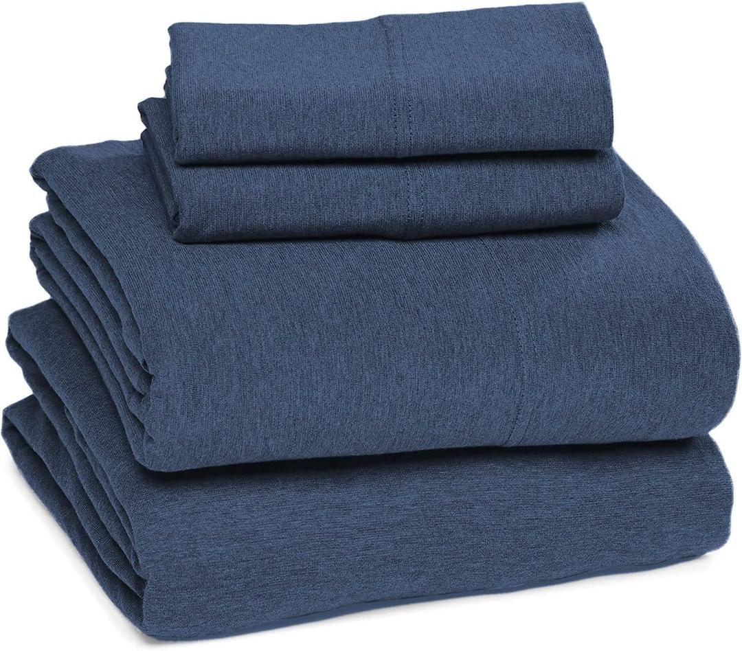 Sleepdown Jersey Sheet Set - Denim, Queen (4 Piece)