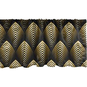 Ambesonne Abstract Window Valance, Optical Illusion Geometric Pattern from Retro Feels Repeated Artwork, Curtain Valance for Kitchen Bedroom Decor with Rod Pocket, 54" X 12", Charcoal Grey Mustard