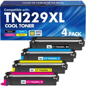 TN229 TN229XL Toner Cartridges MFC-L3780CDW MFC-L3720CDW: Compatible for Brother HL-L3280CDW HL-L3220CDW HL-L3300CDW HL-L3295CDW TN 229 229XL TN-229XL TN-229 229XL Toner Cartridges 4 Pack Printer