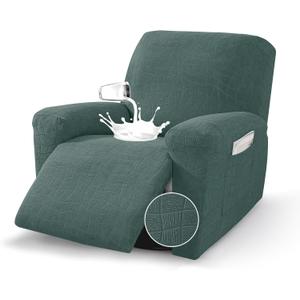 MAXIJIN Waterproof Recliner Chair Covers 3 Pieces Recliner Cover That Stay in Place, Washable Lazy Boy Recliner Slipcovers with Pockets Reclining Protector for Pet, Kids (Recliner, Pea Green)