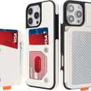 GUERNICA for iPhone 16 Pro (6.3") Wallet Case with Card Holder, RFID Blocking for Women Men, Kickstand Shockproof Phone Case for Apple 16 Pro, A - Silver White