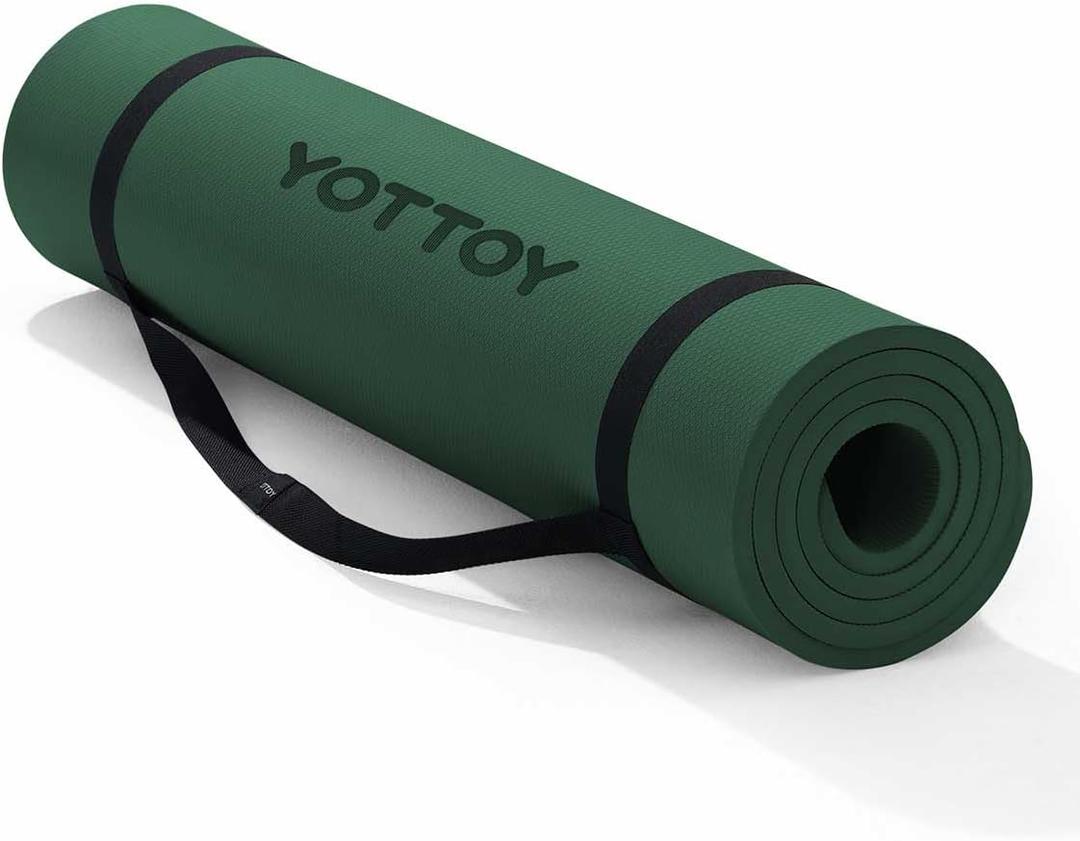 YOTTOY Yoga MatExtra Thick Yoga Mat (1/2inch),Professional TPE Exercise Mat,Non-Slip Workout Mat for Yoga, Pilates, Fitness, Barefoot Workouts, Home Gym Studio with Strap