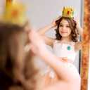 2 x Princess Peach Crown Accessories Kit - 5 PCS Princess Peach Dress Up Costume Set for Girls' Birthday Party Supplies & Cosplay