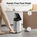 10L Stainless Steel Step Trash Can, Fingerprint-Resistant Pedal Garbage Bin with Soft-Close Lid, Removable Inner Bucket, Non-Slip Base for Home & Office (Sliver)