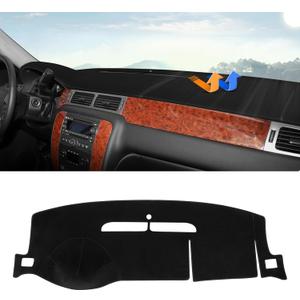 Autorder Dashboard Cover Mat for 2007-2014 Chevrolet Tahoe Suburban/GMC Yukon XL&2007-2013 Chevy Avalanche Silverado 1500 2500 3500 LTZ/GMC Sierra SLT Denali Accessories Upgrade Velvet Dash Cover